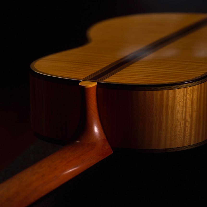 Guitar Neck Joint, Rear View | Daryl Perry Classical Guitars